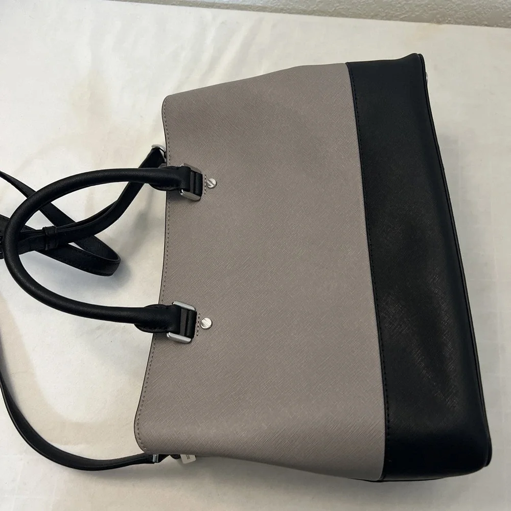 Michael‎ Kors Two Tone Sutton Satchel Bag Shoulder Strap Gray Black 9.5” X 13”